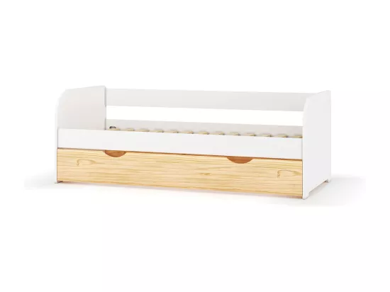 Lit banquette gigogne 80x200 cm bois massif blanc et bois EZRA