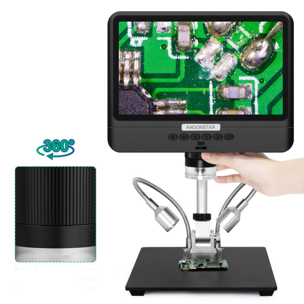 2MP Digital Mikroskop (5x-1200x) mit 10-LED's und 8.5