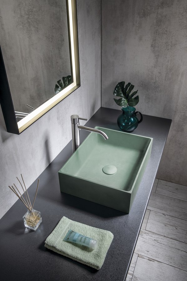 Sapho Formigo betonnen wastafel 47.5x36.5cm groen