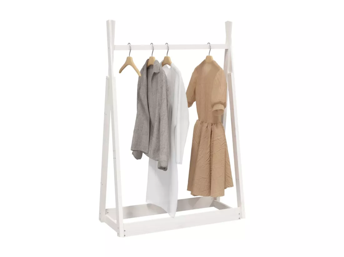 Porte-vêtements Blanc 100x45x150 cm Bois de pin massif