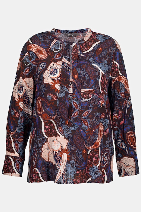 Schluppen-Bluse, Paisley, Stehkragen, Langarm