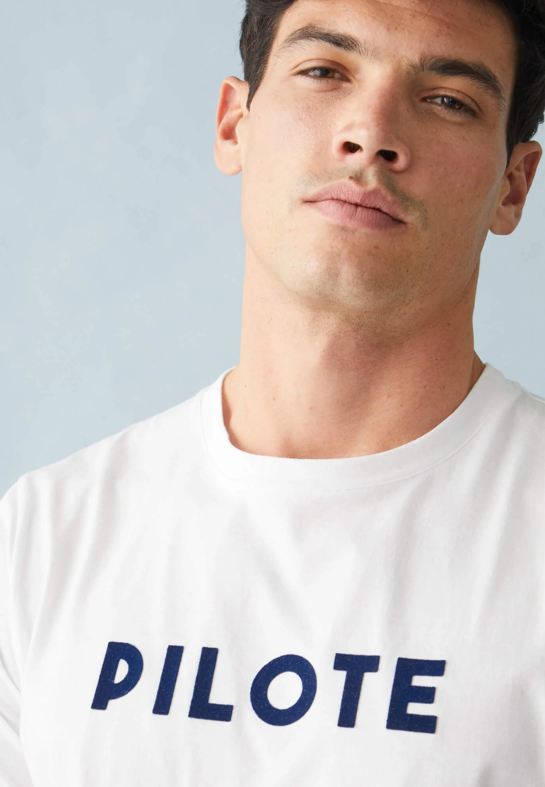 T-shirt col rond en coton-Jean-F Blanc