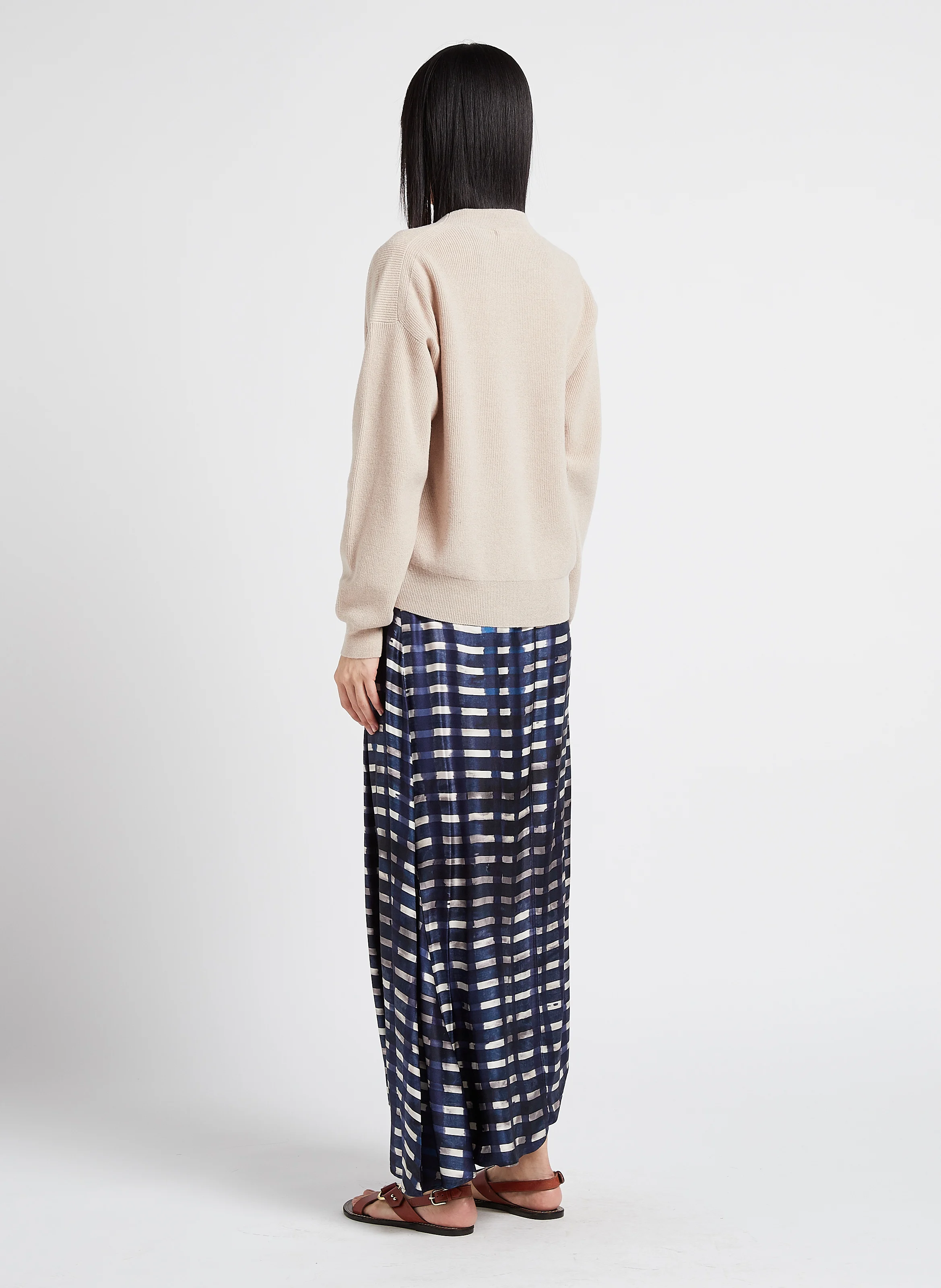 WELLES - Pull droit col rond en laine mérinos| Rose