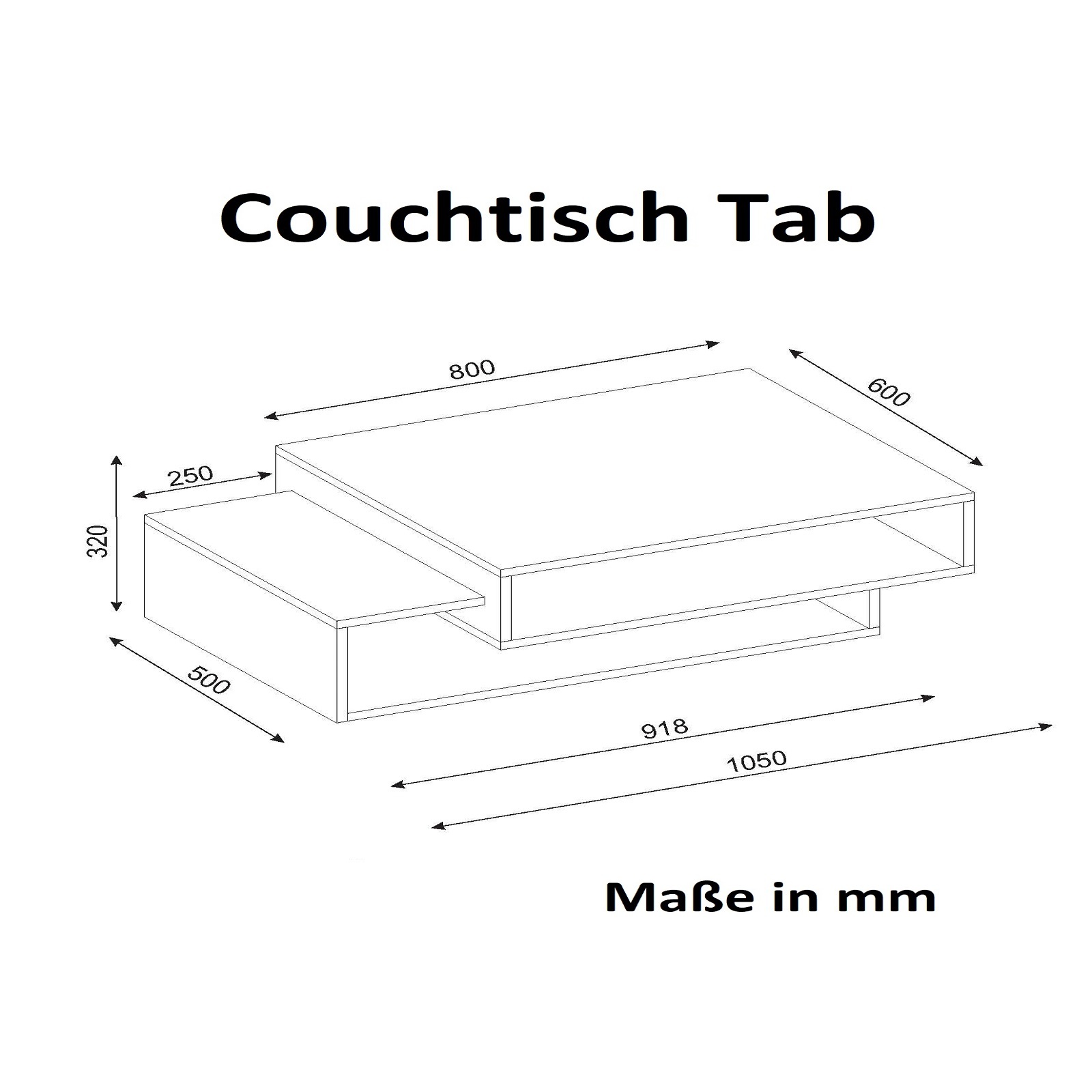 Couchtisch - weiß-Walnuss - 105 cm