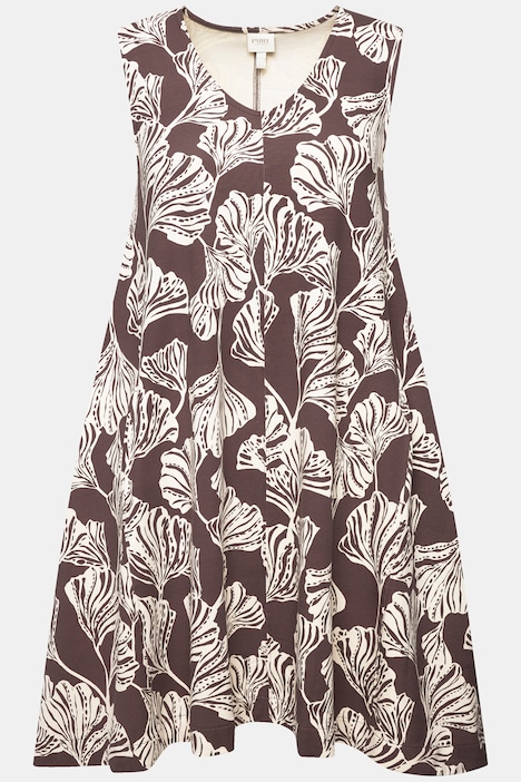 Sweatkleid, Blätter, V-Ausschnitt, ärmellos, Biobaumwolle