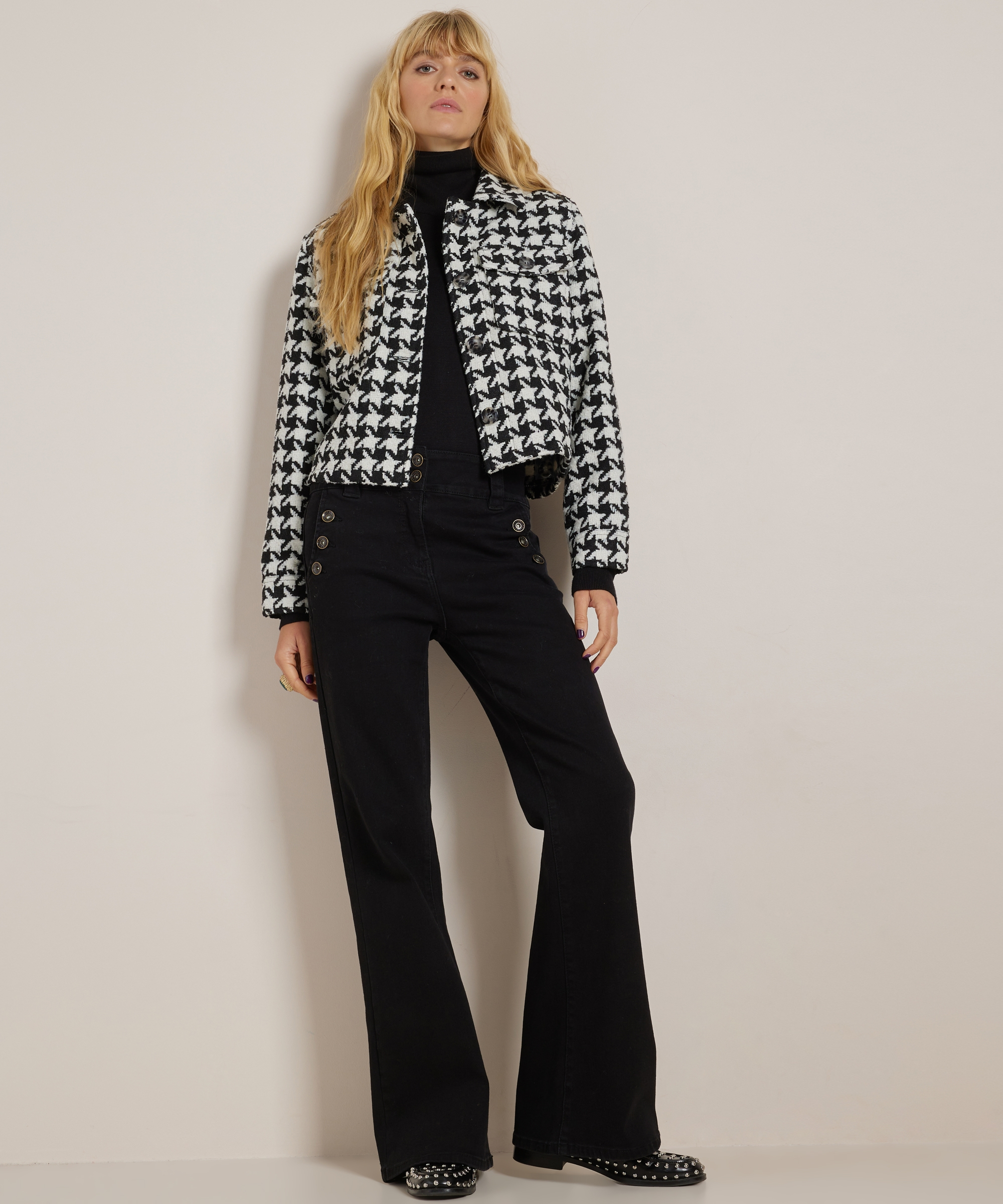 tweed blazer met kraag