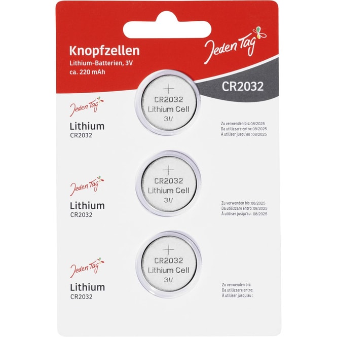 Jeden Tag - Knopfzellen - Lithium-Batterien - 3V - ca. 220 mAh - 3 Stück