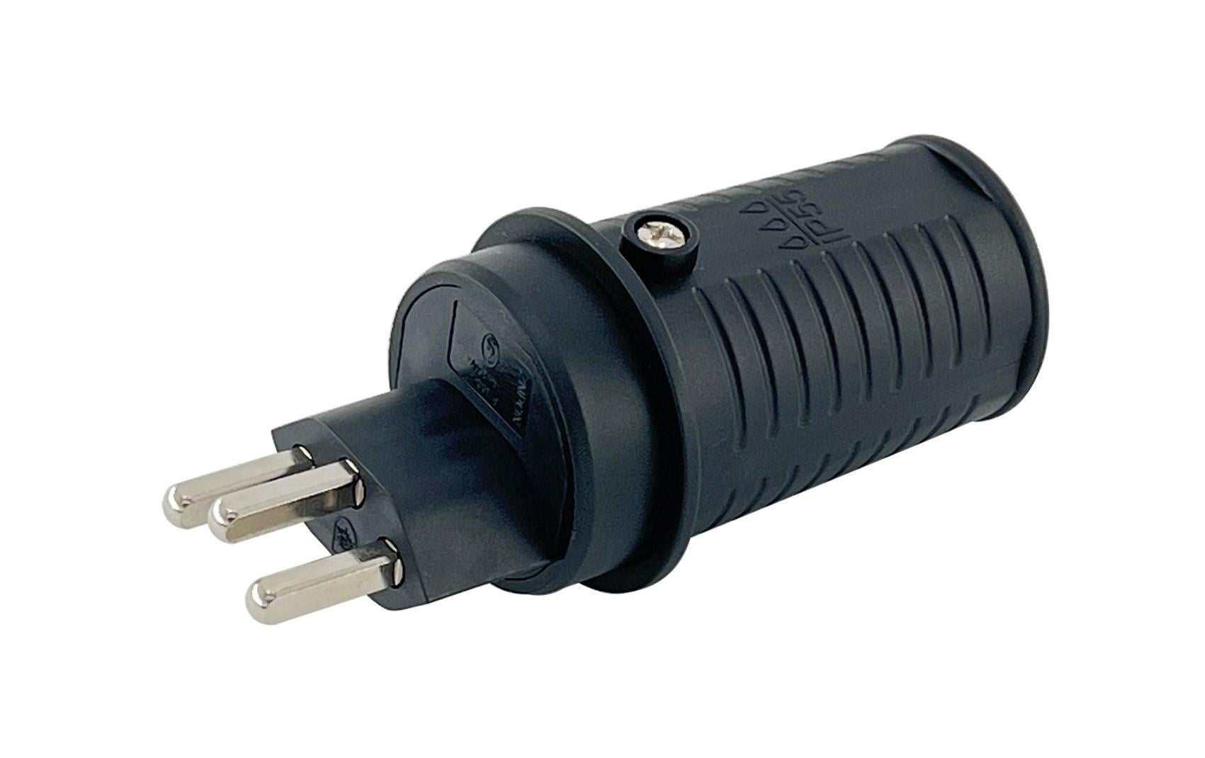 Montagestecker T23 IP55, SchwarzStecker T23 auf Schraubklemme, 3-polig, 4000W, 250 V, 10A