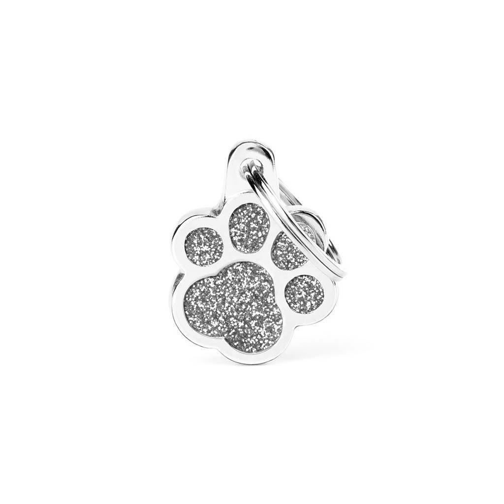 My Family Pootafdruk Glitter - Hondenpenning - Zilver
