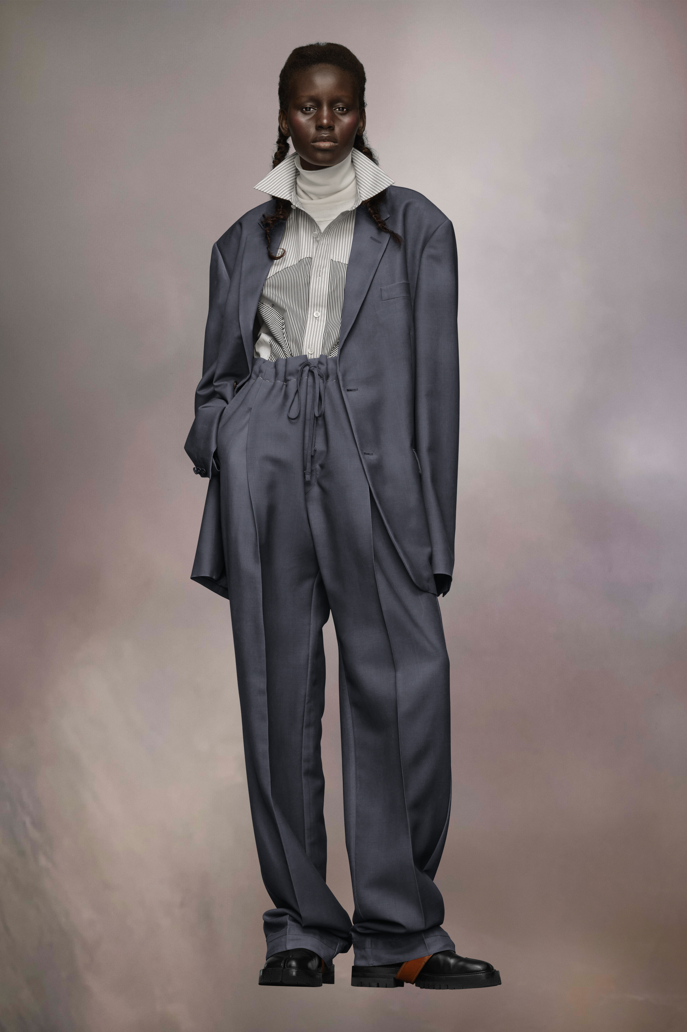 Veste de costume en laine mohair Avion sombre