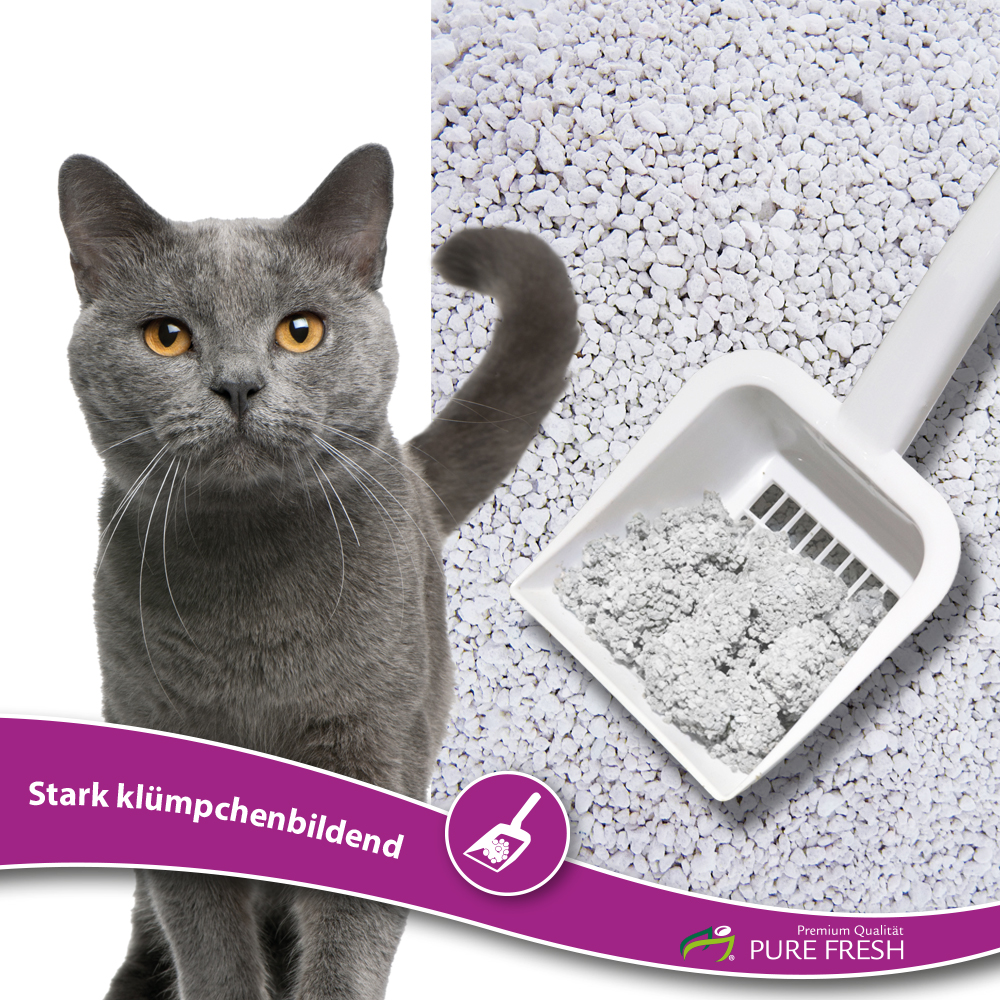 KAHU® PURE FRESH Katzenstreu mit Babypuderduft • Klumpstreu • Naturmaterial weisses Kalzium-Bentonit • Naturstreu • 6l (5,2kg) pro Packung
