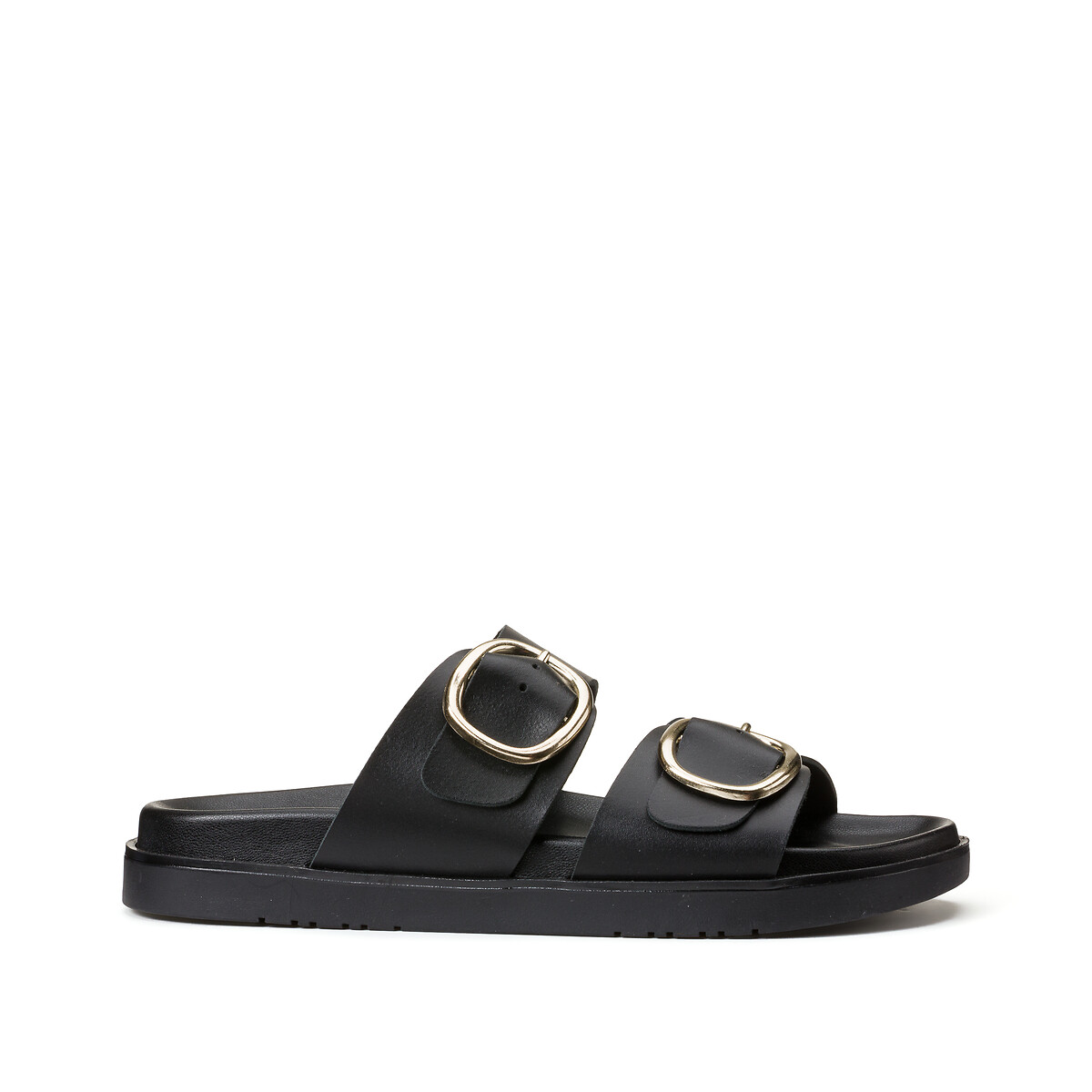 COLEÇÕES LA REDOUTE<br>Mules de couro com fivela dupla, modelo Signature SALOME
