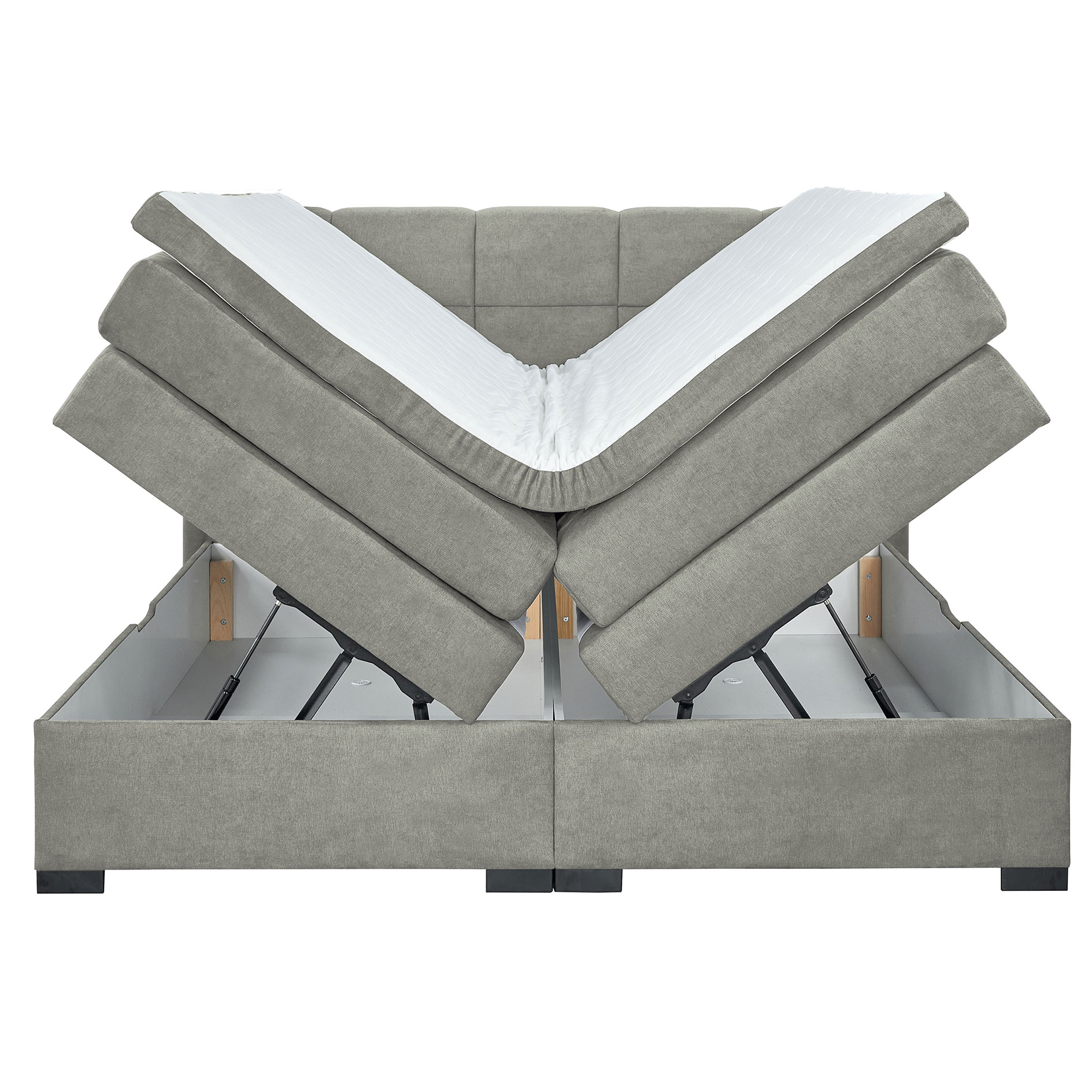 Boxspringbett - grau - mit Topper - H2 - 180x200 cm