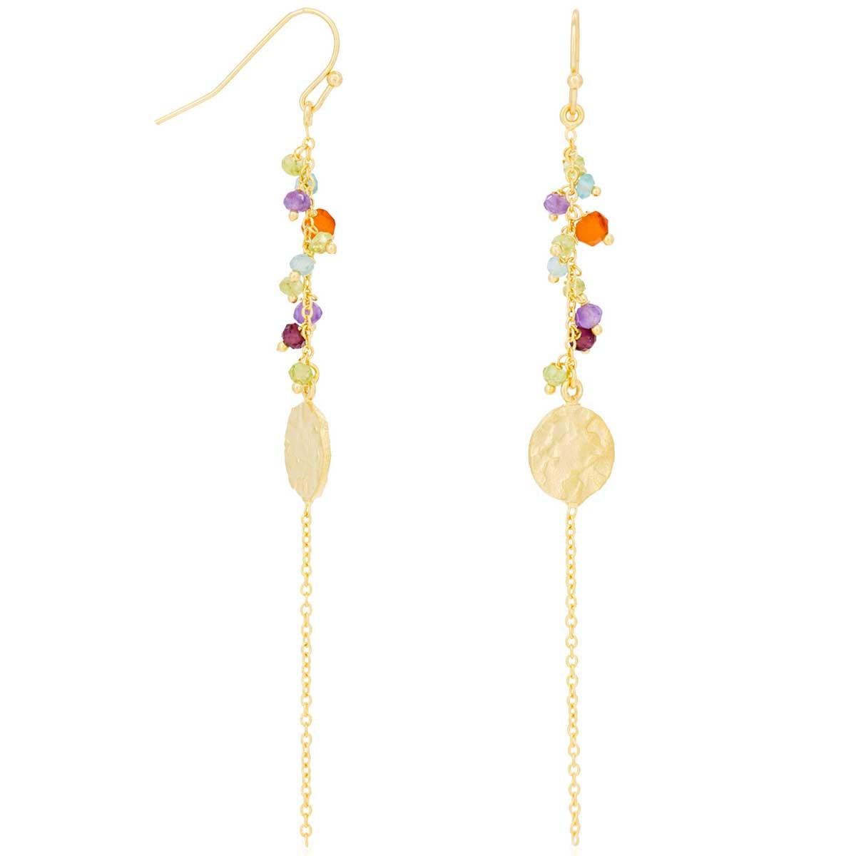 Boucles d'oreilles Hayley - Laiton doré, améthyste, apatite & préhnite