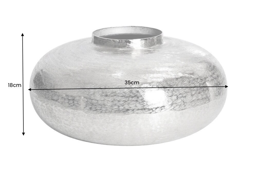 riess-ambiente Vase ABSTRACT ORIENT - modern Deko 35cm silber rund Metall Hammerschlag-Design