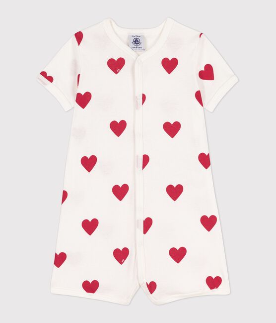 Combinaison courte cœur bébé en coton