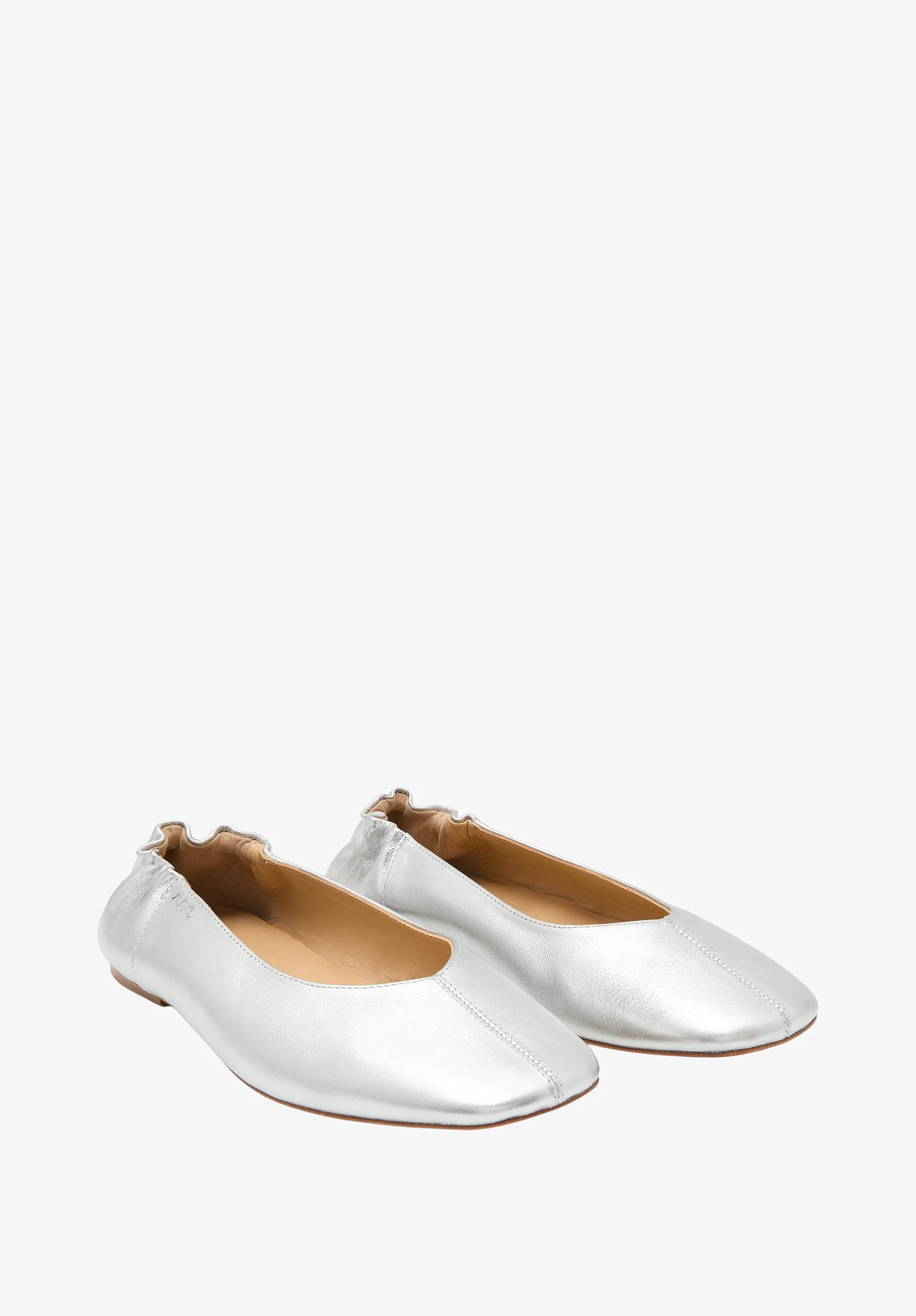 Ballerines cuir bouts carrés - Argent