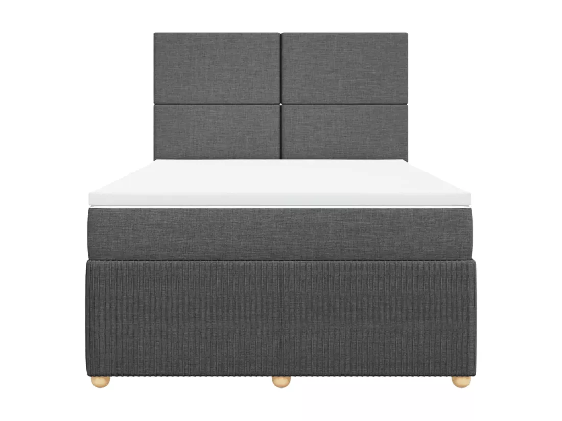 Sommier à lattes de lit avec matelas Gris foncé 160x200cm Tissu