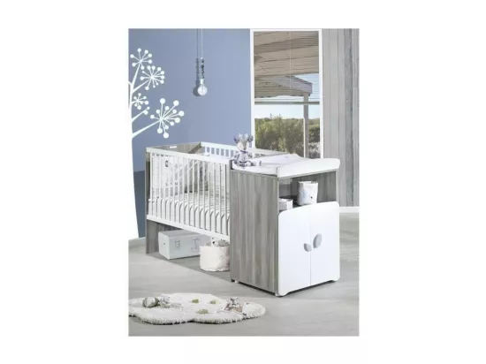 Lit combiné évolutif 120x60 en 90x190 en bois gris