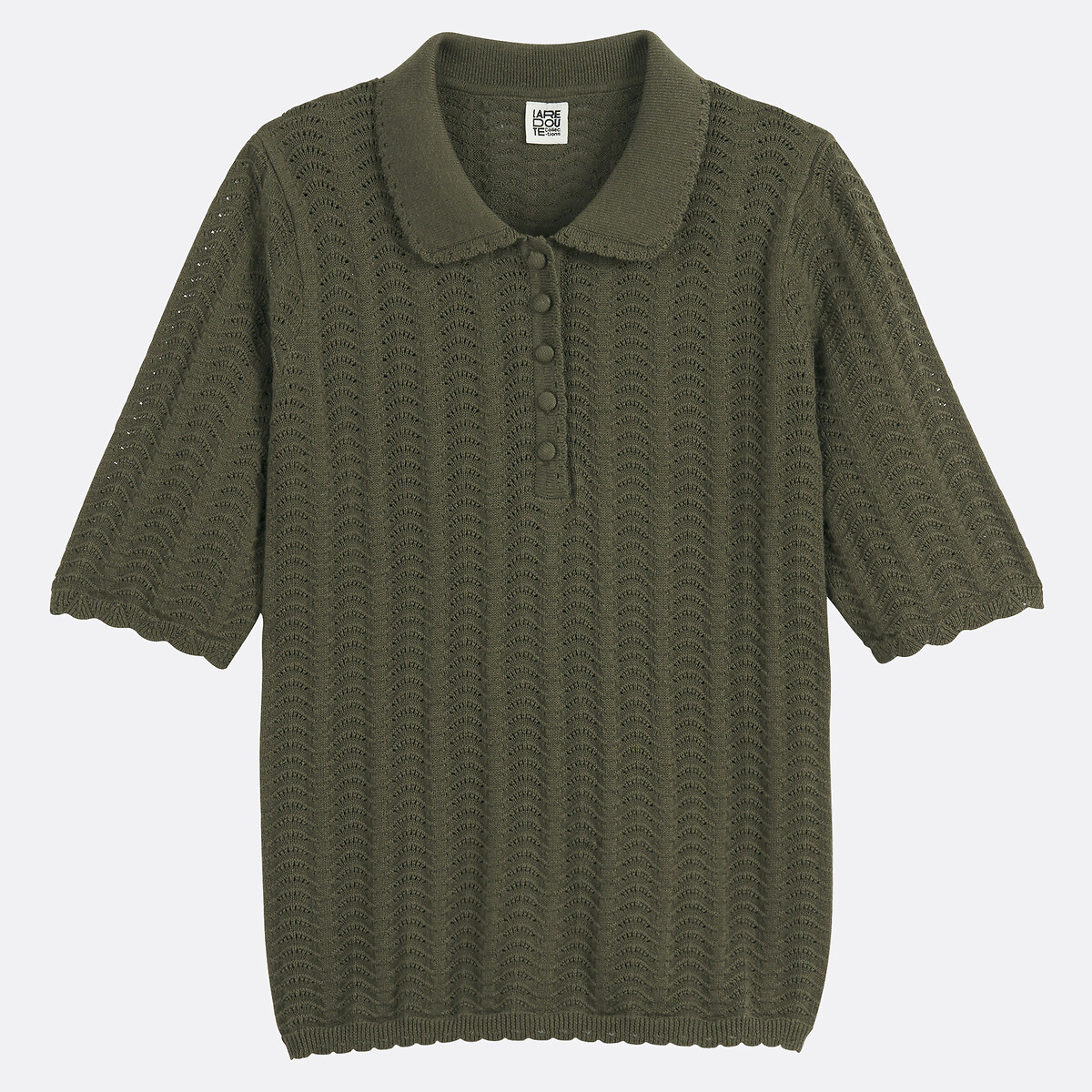 COLEÇÕES LA REDOUTE<br>Suéter com gola polo, malha fina