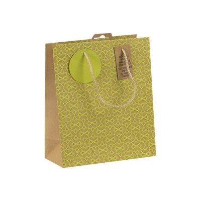 Clairefontaine - Sac cadeau kraft - néon jaune fluo - 21,5 cm x 10,2 cm x 25,3 cm