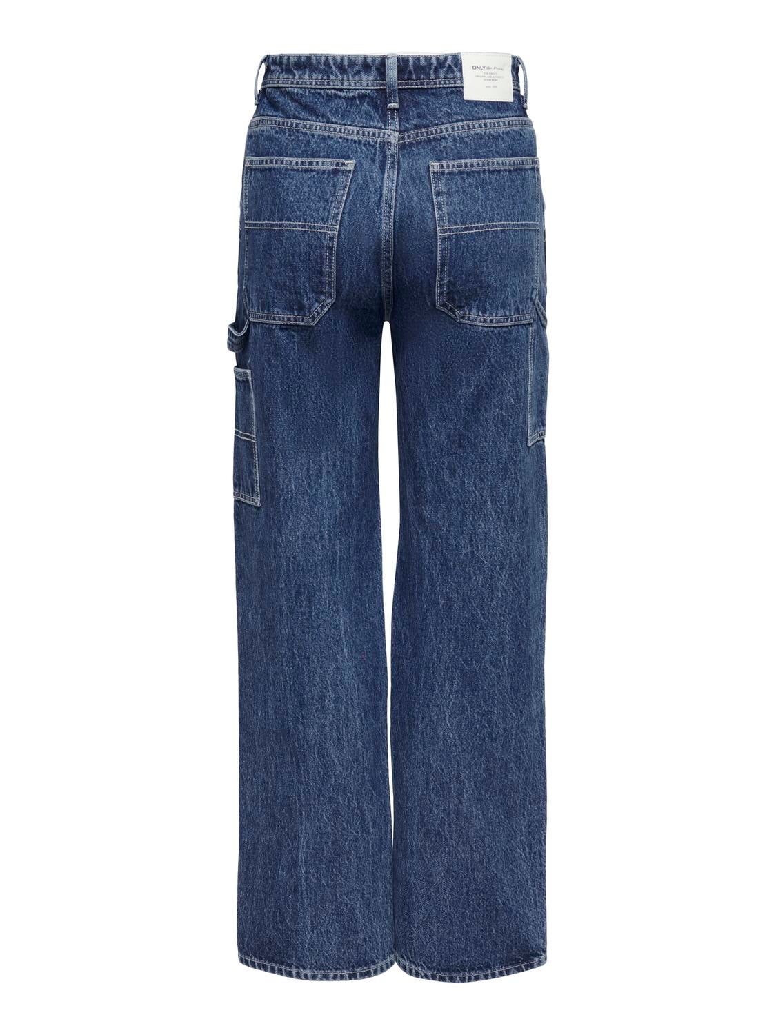ONLWEST Hohe Taille Gerade geschnitten Jeans Medium Blue Denim
