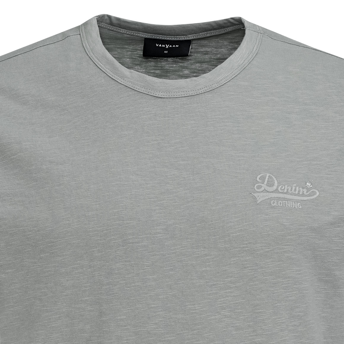 VanVaan Denim Herren T-Shirt mit Stickerei graugrün