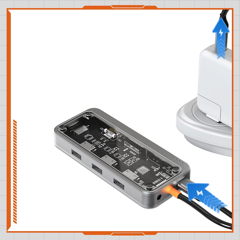 (5 Gbit/s) USB C Multiport Adapter HUB mit USB C (PD/100W) / 3x USB A / SD & Micro SD Kartenlesegerät / HDMI 4K@30Hz / LAN / VGA / 3.5mm Klinke