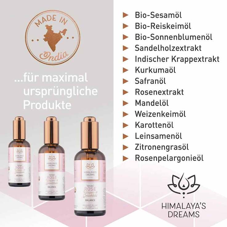 Himalayas Dreams Ayurveda Körper & Gesichtsöl Rose, 100 ml