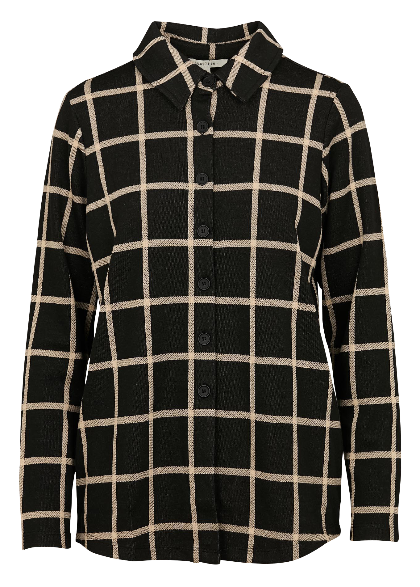 Chemise col classique à carreaux | Noir