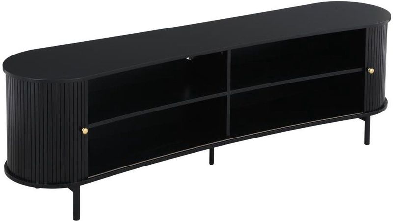 Vente-unique - SEVATO - Tv-meubel - Zwart - MDF - 2 Schuifdeuren