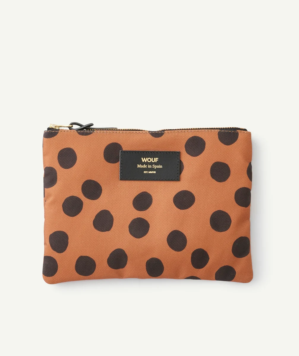 WOUFPOCHETTE EN PLASTIQUE RECYCLÉ MARRON À POIS