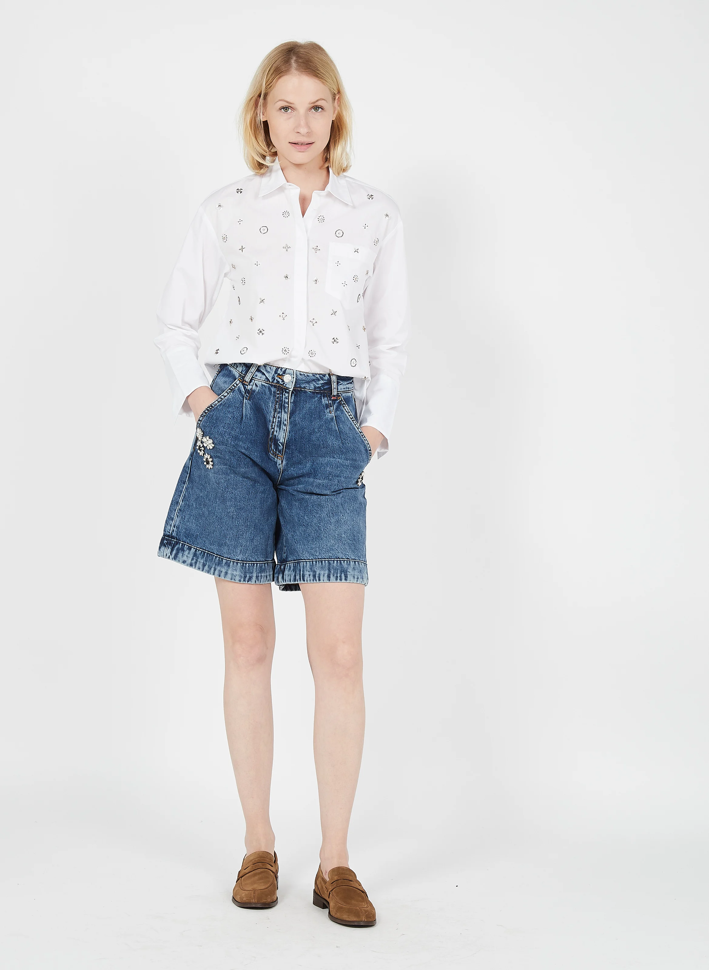 ASIA - Short en jean effet délavé| Jean brut