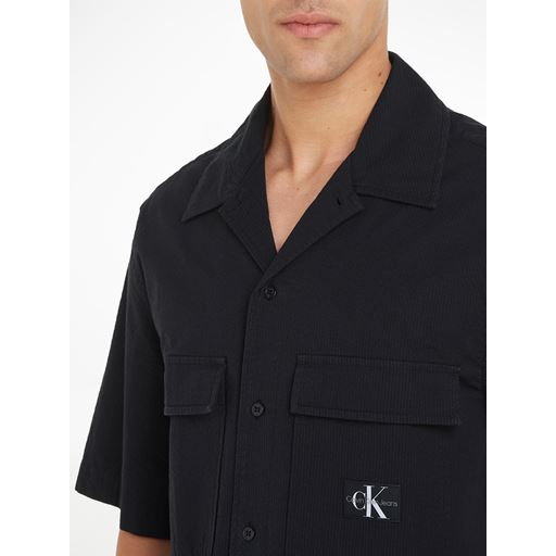 Calvin Klein Jeans Seersucker Skjorte, Black, XXL