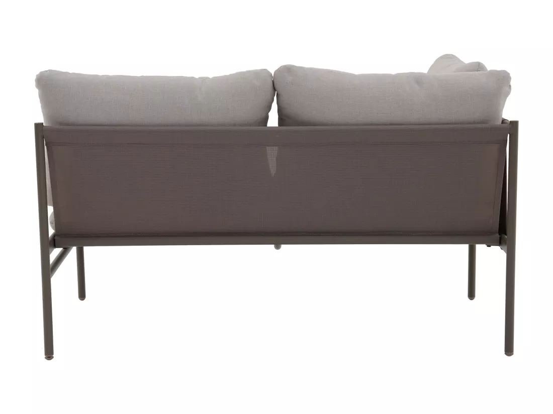 Salon de jardin modulable en acier : un canapé d'angle 5 places et tables basses gigognes - Taupe - ULAME de MYLIA