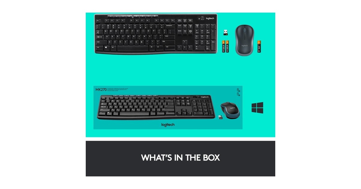 LogitechWireless Combo MK270, desktopset  (Zwart, EU lay-out (QWERTY), Rubberdome)