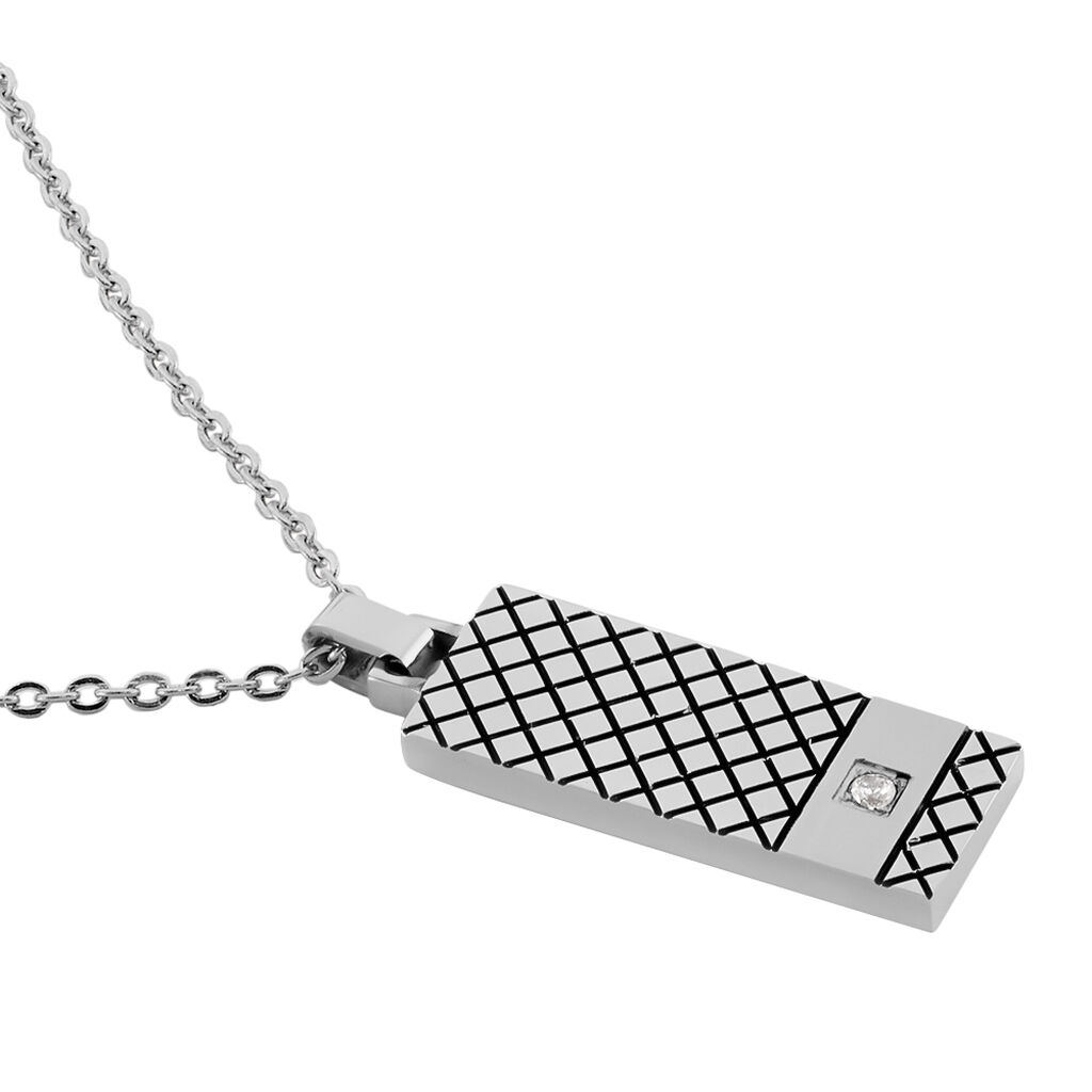 Collier Clement Acier Blanc Oxyde De Zirconium