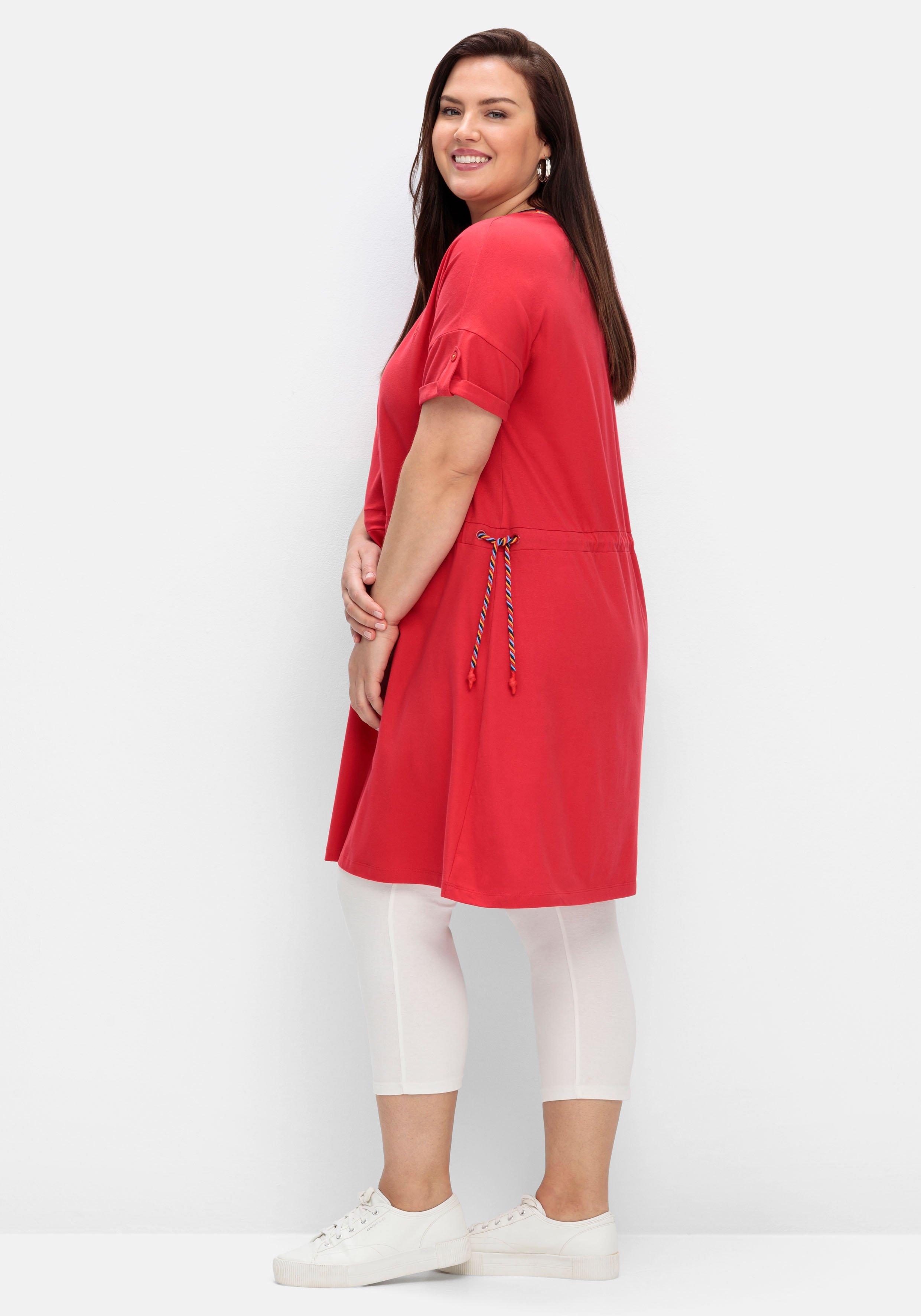 Jerseykleid mit Ringelbündchen und Tunnelzug