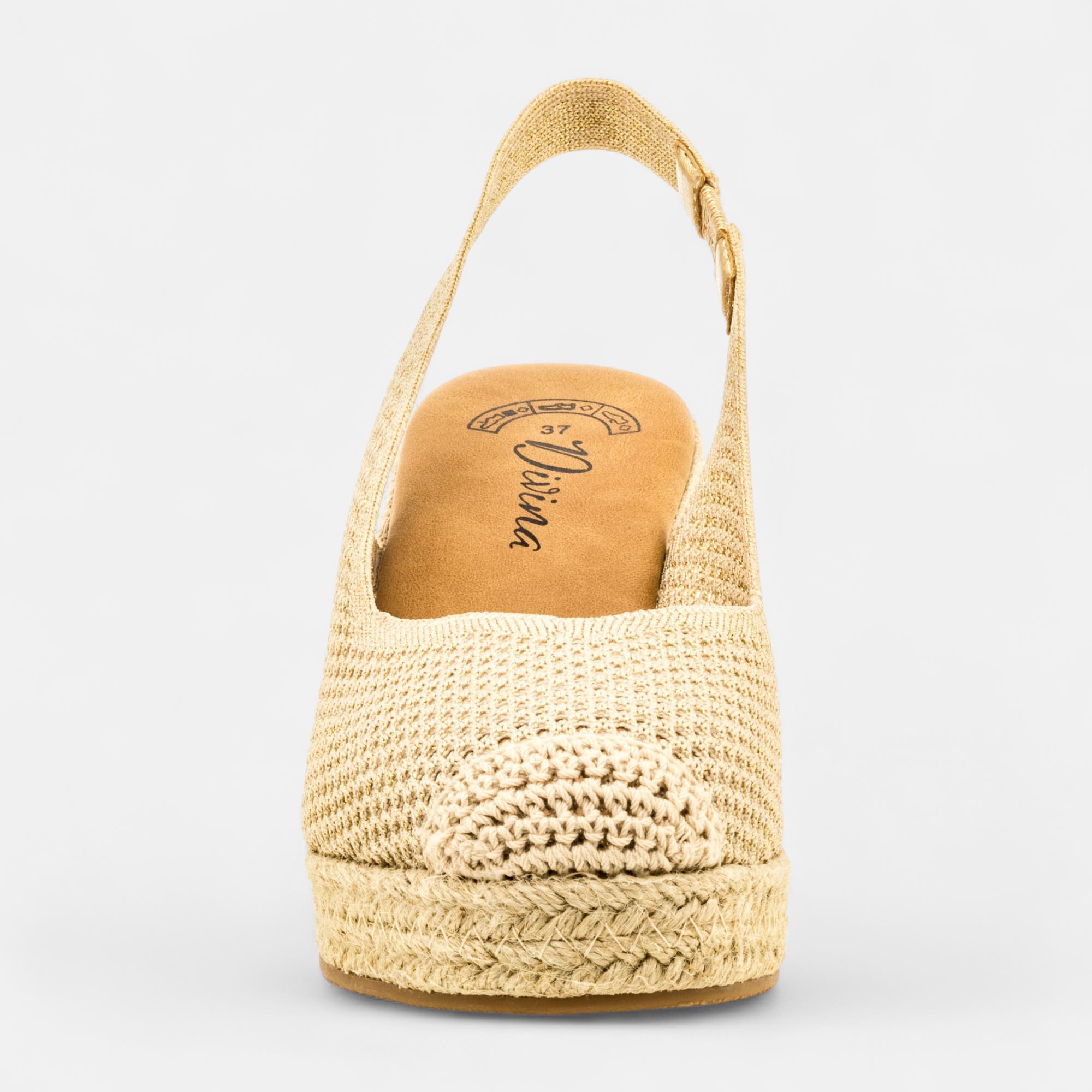 Espadrilles à talon compensé Femme or