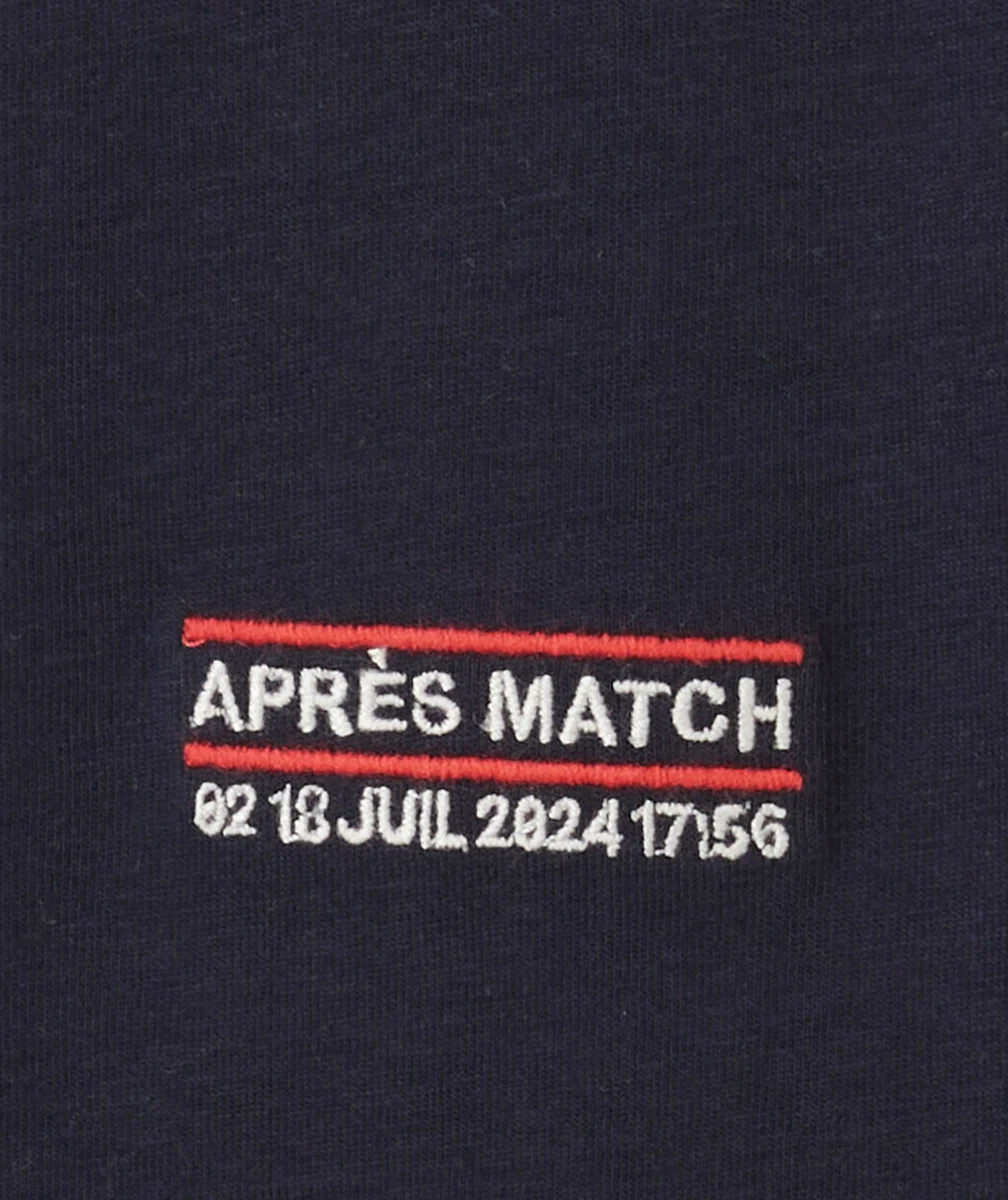 t-shirt garçon en coton bio bleu marine thème après match