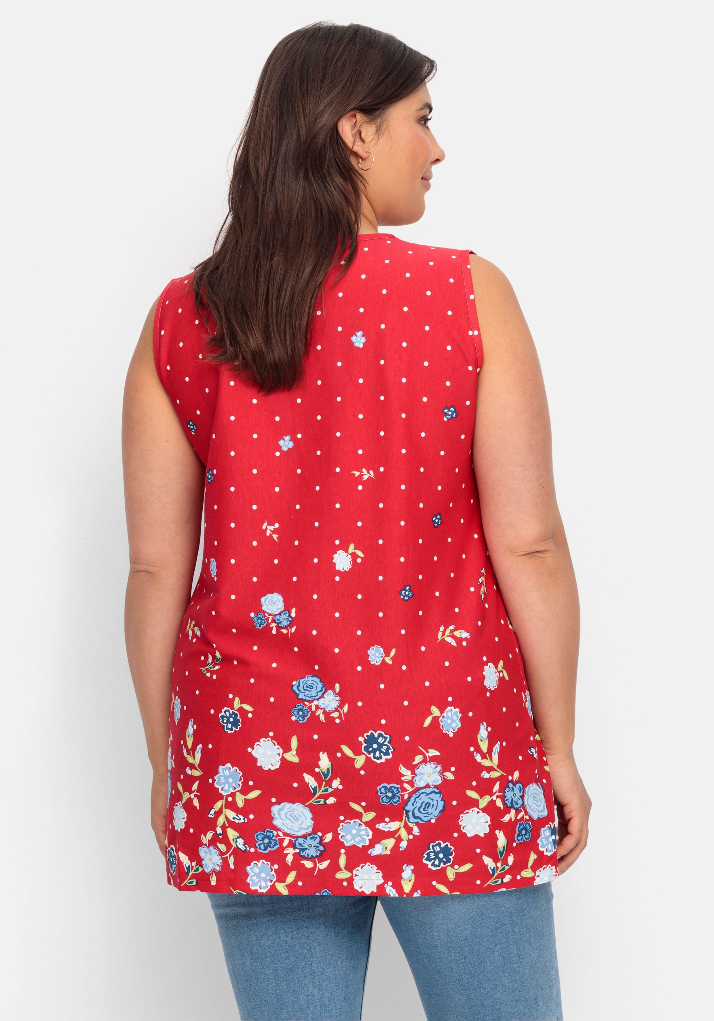 Longtop mit Blütenprint und Punkten