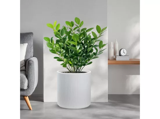 Vase en résine pour plantes d'intérieur et d'extérieur, design cylindrique rond d.36x35h Modigliani Blanc