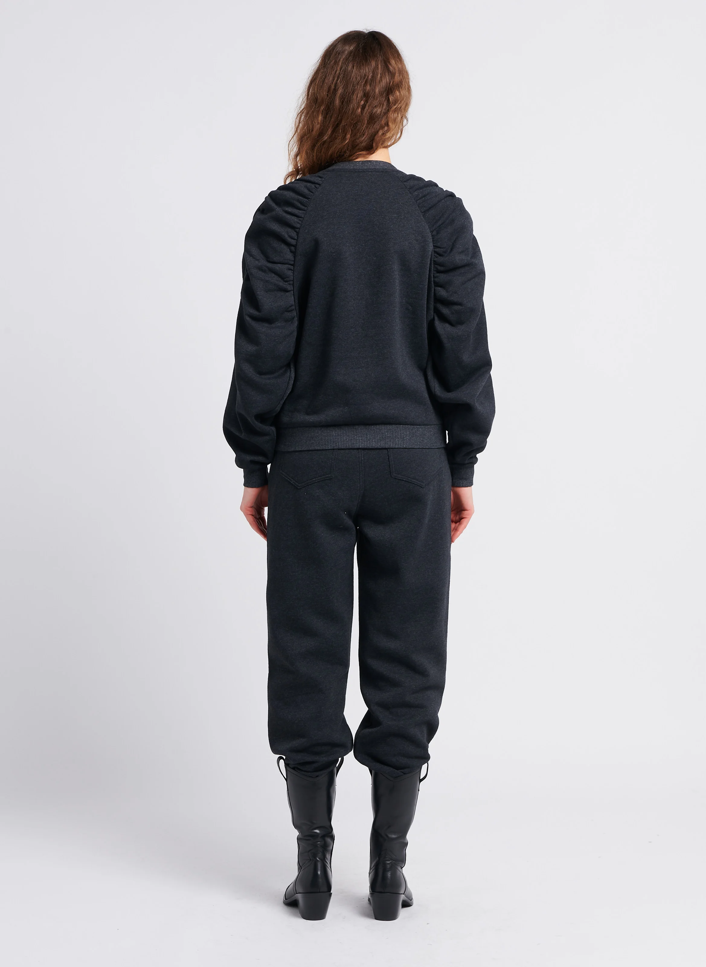 XENIA - Sweat col rond en coton mélangé | Gris