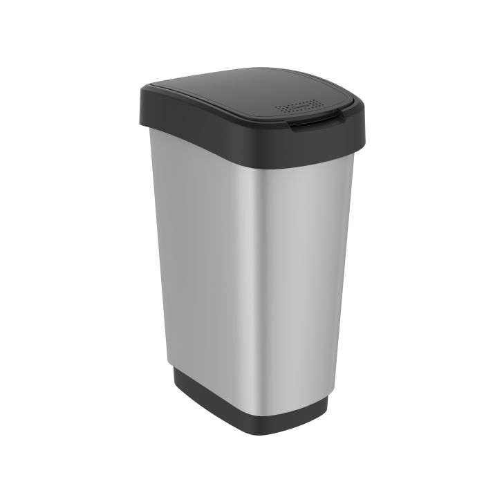 Vepa Bins Afvalbak Twist 25 liter Zilver Zwart (VB146502)