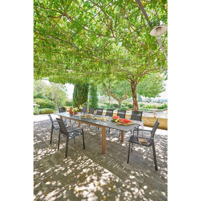 Table de jardin extensible rectangulaire MICEIRA Graphite & Honey