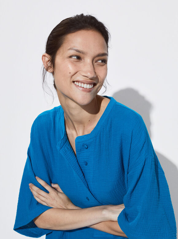 Vestido texturizado - Azul