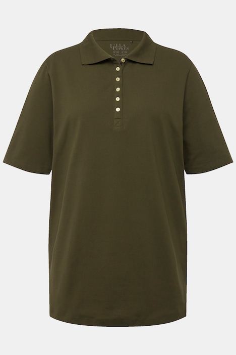 Poloshirt, Piqué, Polokragen, Samt-Knopfleiste, Halbarm