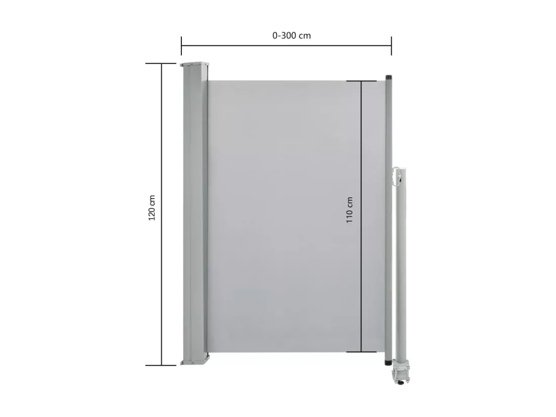 Auvent latéral rétractable de patio 120 x 300 cm Gris