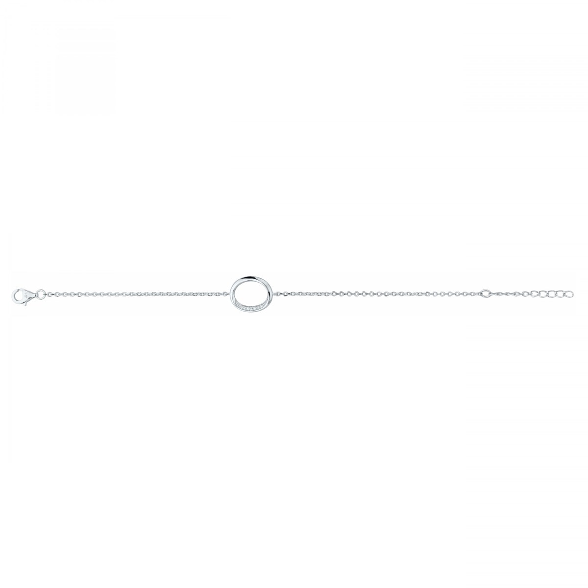Bracelet souple mono-motif en Argent avec oxyde de zirconium blanc