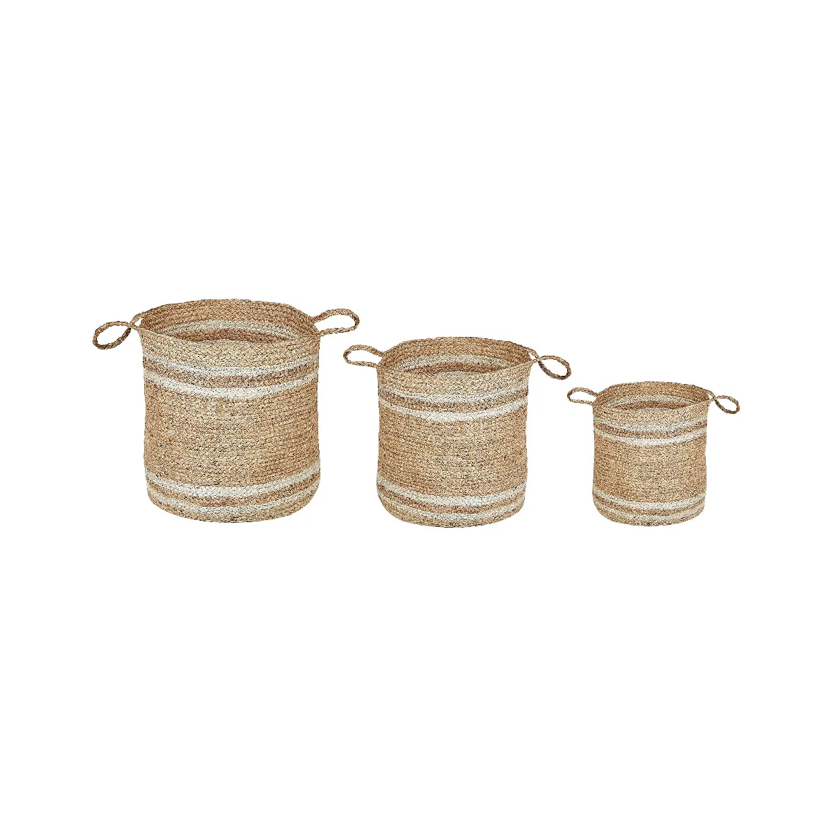 Beliani ZHOB - Lot de 3 paniers en jute naturel et beige